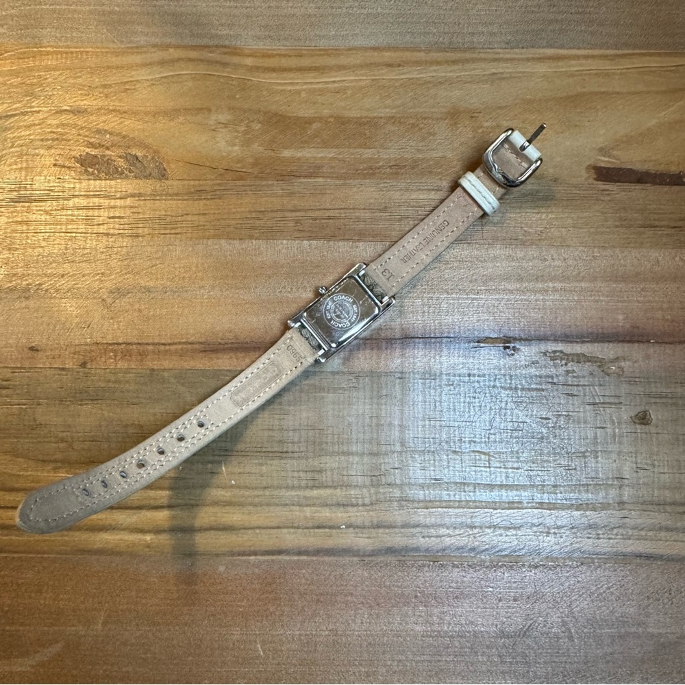 Coach Rectangular Silver-Tone Case Watch With Bei… - image 3